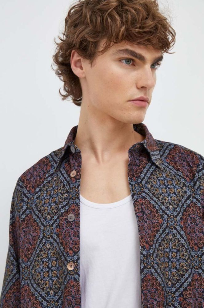 Бавовняна сорочка PS Paul Smith чоловіча колір чорний regular класичний комір фото 5
