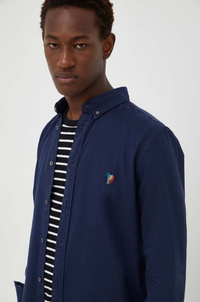 Бавовняна сорочка PS Paul Smith чоловіча колір синій regular комір button-down фото 5