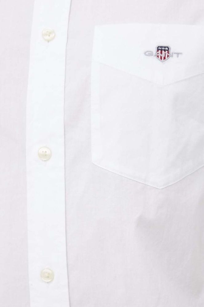 Бавовняна сорочка Gant чоловіча колір білий regular комір button-down фото 2