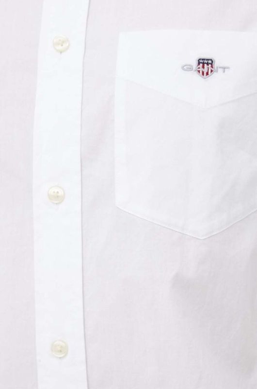 Бавовняна сорочка Gant чоловіча колір білий regular комір button-down фото 2