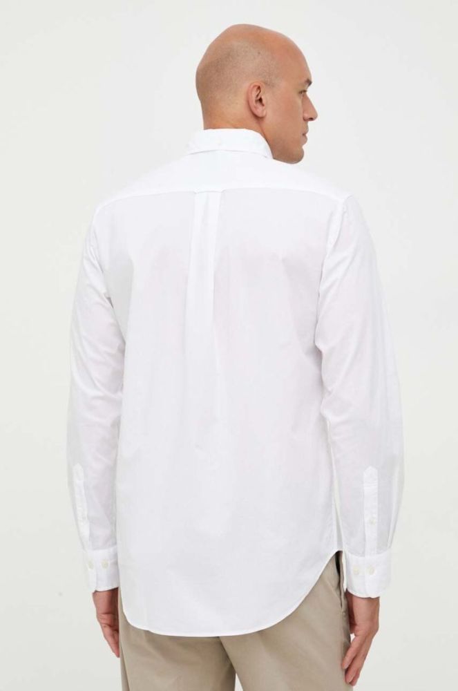 Бавовняна сорочка Gant чоловіча колір білий regular комір button-down фото 3