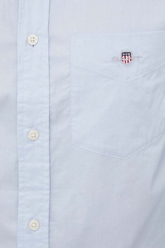 Бавовняна сорочка Gant чоловіча regular комір button-down колір блакитний (3341994) фото 2