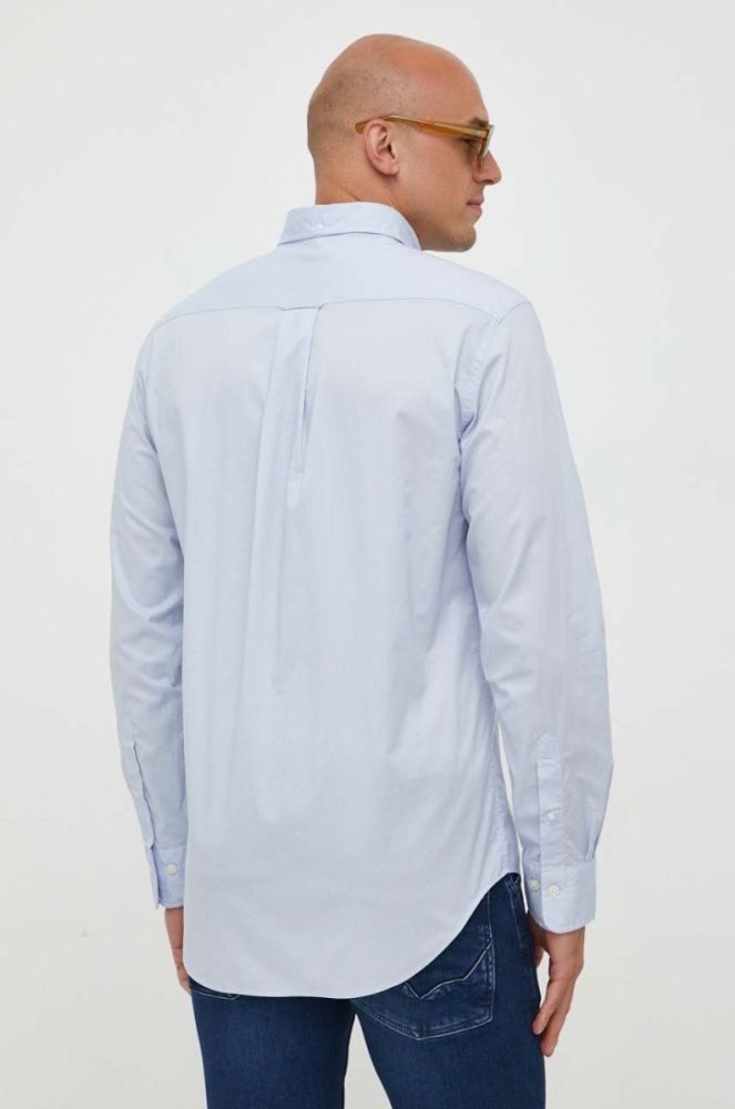 Бавовняна сорочка Gant чоловіча regular комір button-down колір блакитний (3341994) фото 4
