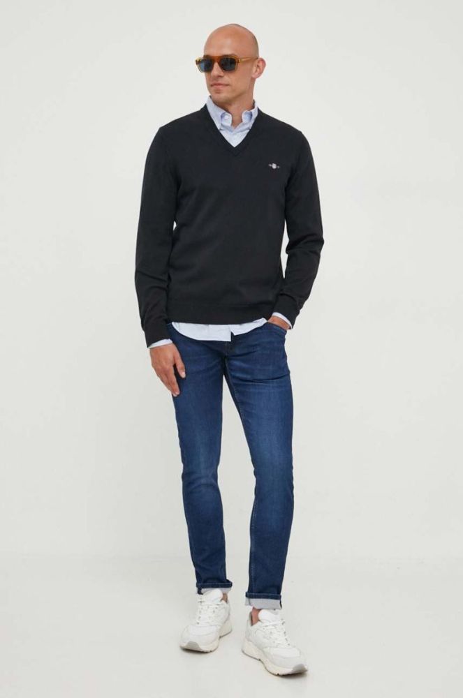Бавовняна сорочка Gant чоловіча regular комір button-down колір блакитний (3341994) фото 5
