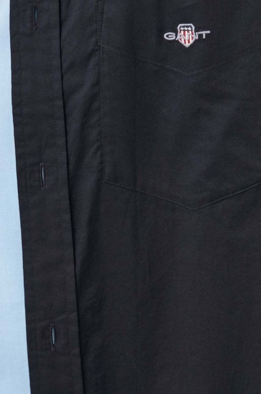 Бавовняна сорочка Gant чоловіча колір чорний regular комір button-down (3341973) фото 2