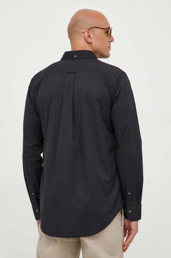 Бавовняна сорочка Gant чоловіча колір чорний regular комір button-down (3341973) фото 4
