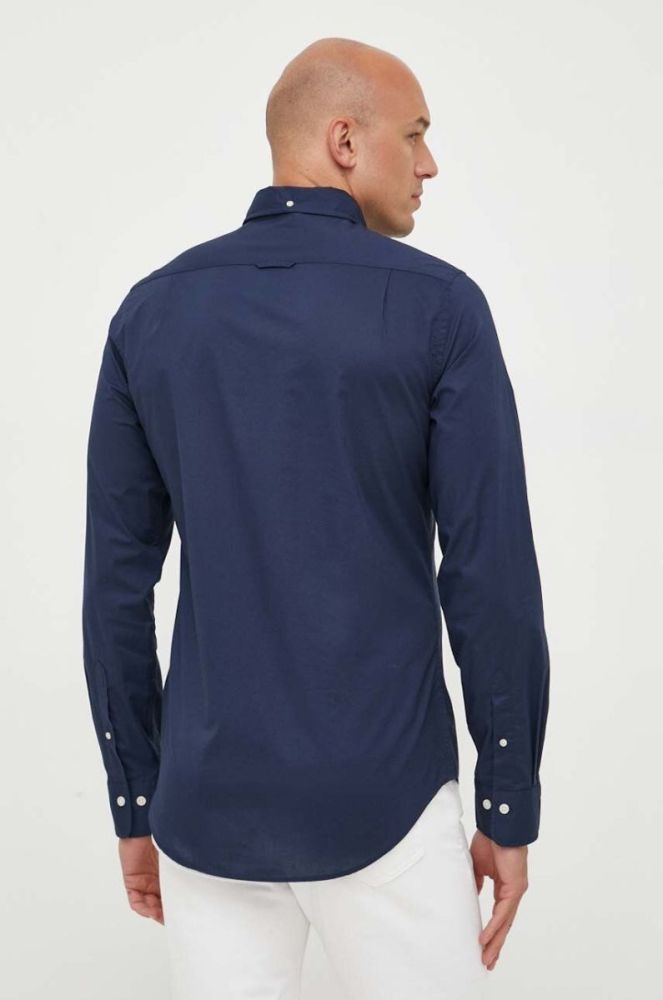 Бавовняна сорочка Gant чоловіча колір синій slim комір button-down фото 4