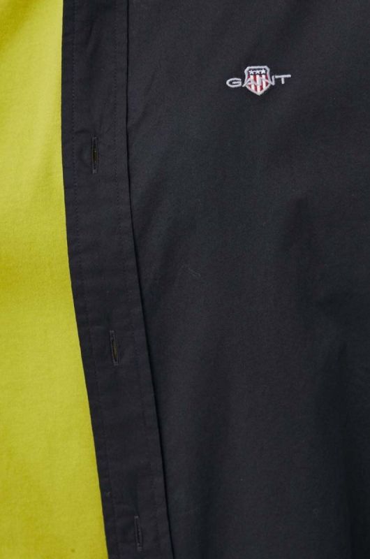 Бавовняна сорочка Gant чоловіча колір чорний slim комір button-down фото 2