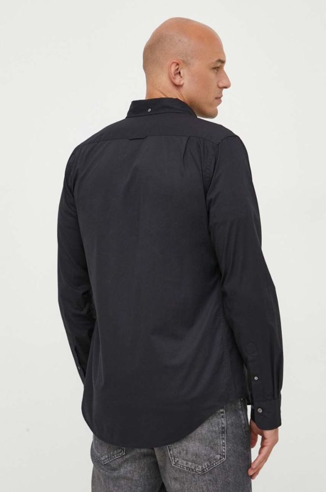 Бавовняна сорочка Gant чоловіча колір чорний slim комір button-down фото 4