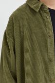 Вельветова сорочка American Vintage колір зелений relaxed класичний комір