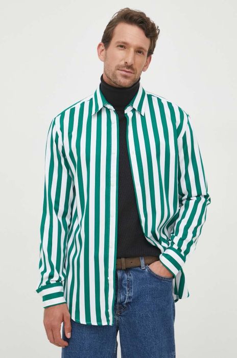 Сорочка United Colors of Benetton чоловіча колір зелений regular класичний комір (3523486)