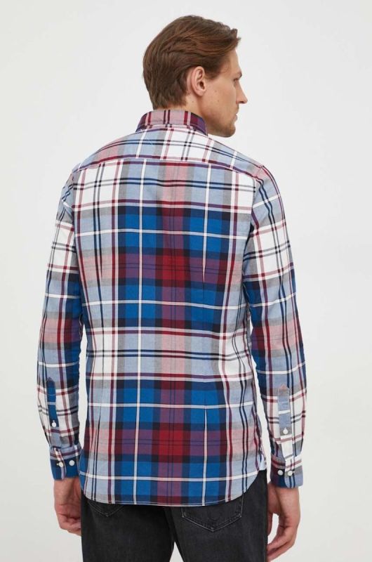 Бавовняна сорочка Tommy Hilfiger чоловіча slim комір button-down колір блакитний (3553879) фото 2