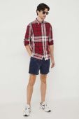 Бавовняна сорочка Tommy Hilfiger чоловіча колір бордовий slim комір button-down (3553884)
