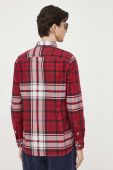 Бавовняна сорочка Tommy Hilfiger чоловіча колір бордовий slim комір button-down (3553884)