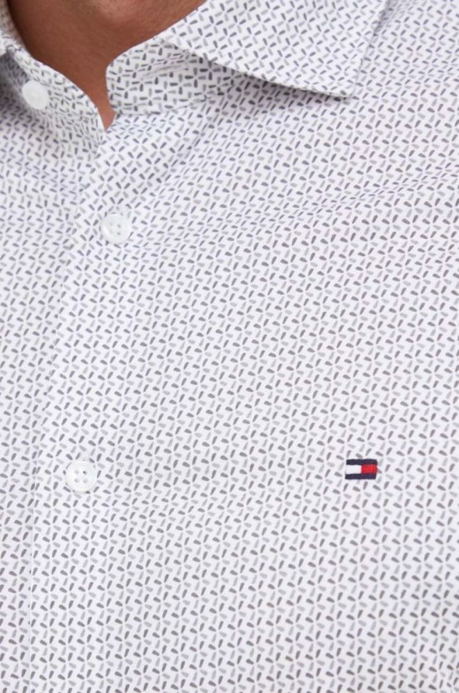 Бавовняна сорочка Tommy Hilfiger чоловіча колір сірий slim класичний комір фото 2