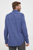 Бавовняна сорочка Tommy Hilfiger чоловіча колір синій slim з італійським коміром