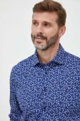 Бавовняна сорочка Tommy Hilfiger чоловіча колір синій slim з італійським коміром