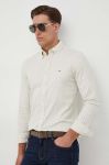 Сорочка Tommy Hilfiger чоловіча колір бежевий slim комір button-down Сорочка Tommy Hilfiger чоловіча колір бежевий slim комір button-down