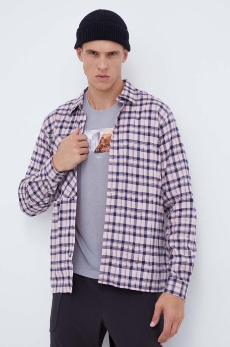 Сорочка Salewa Fanes чоловіча колір рожевий regular класичний комір