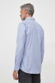 Вовняна сорочка BOSS slim класичний комір колір блакитний