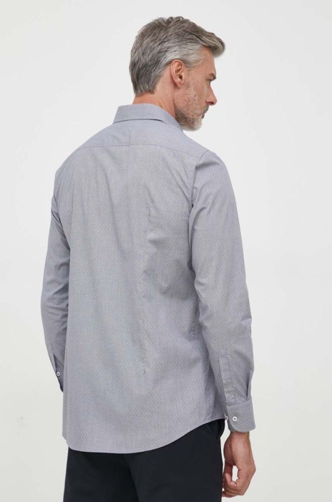Сорочка BOSS чоловіча колір сірий slim класичний комір фото 4