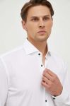 Сорочка BOSS чоловіча колір білий slim з італійським коміром (3654996)