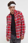 Бавовняна сорочка Tommy Jeans чоловіча колір червоний relaxed комір button-down Бавовняна сорочка Tommy Jeans чоловіча колір червоний relaxed комір button-down