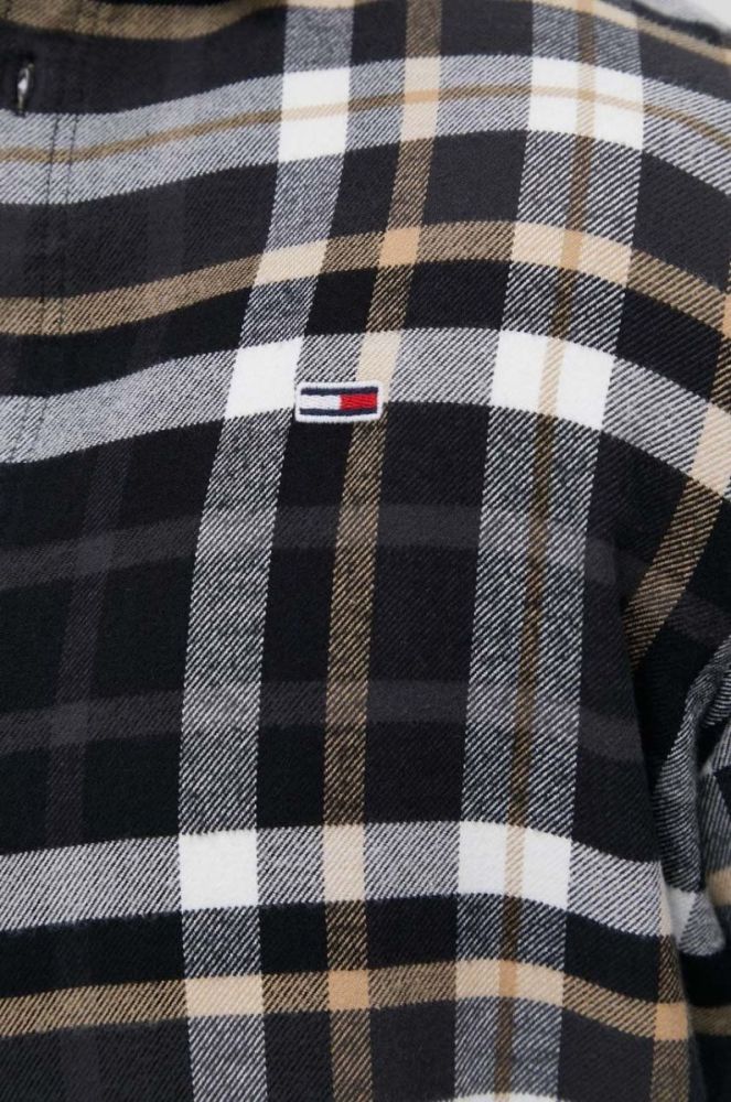 Бавовняна сорочка Tommy Jeans чоловіча колір чорний regular класичний комір фото 2