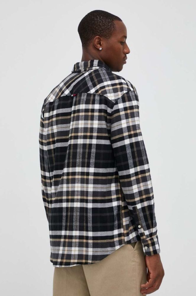 Бавовняна сорочка Tommy Jeans чоловіча колір чорний regular класичний комір фото 4