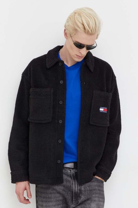 Сорочка Tommy Jeans чоловіча колір чорний regular класичний комір