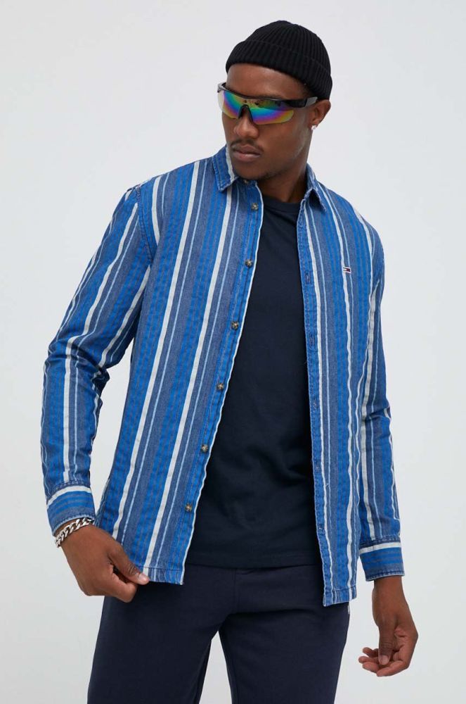 Джинсова сорочка Tommy Jeans чоловіча relaxed класичний комір колір блакитний (3424278)