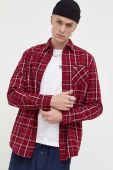 Бавовняна сорочка Tommy Jeans чоловіча колір бордовий regular класичний комір