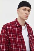 Бавовняна сорочка Tommy Jeans чоловіча колір бордовий regular класичний комір