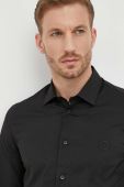 Сорочка Trussardi чоловіча колір чорний slim з італійським коміром