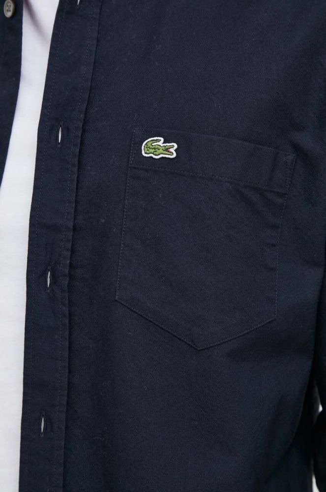 Бавовняна сорочка Lacoste чоловіча regular комір button-down колір темно-синій (3537764) фото 2