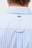 Бавовняна сорочка Lacoste чоловіча relaxed комір button-down колір блакитний