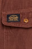 Вельветова сорочка Superdry колір коричневий regular класичний комір