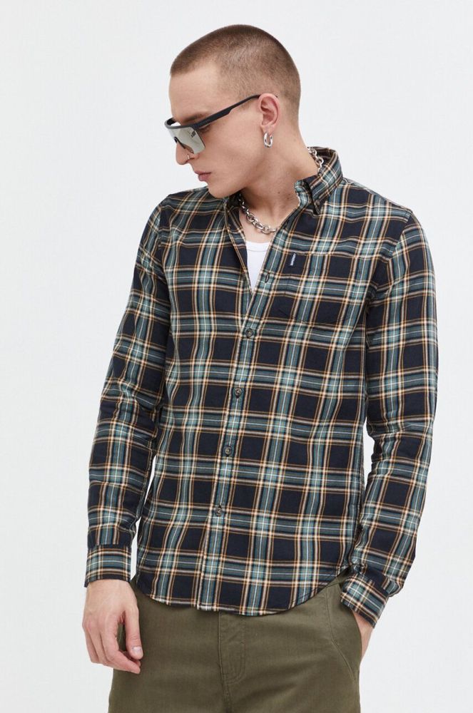 Бавовняна сорочка Superdry чоловіча regular комір button-down колір блакитний (3675753)