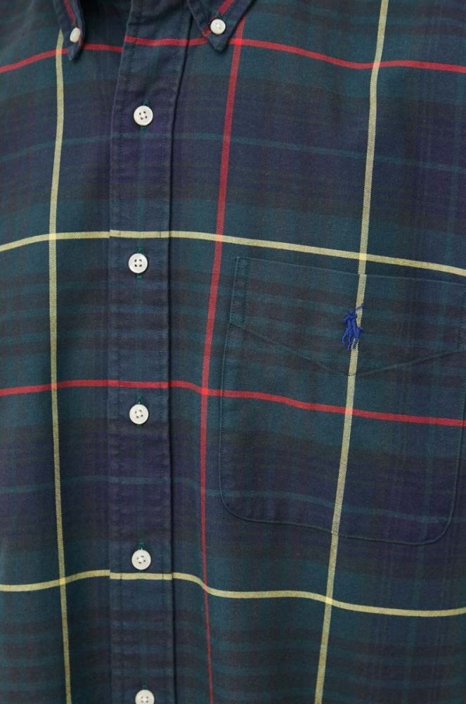 Бавовняна сорочка Polo Ralph Lauren чоловіча колір зелений relaxed комір button-down фото 2
