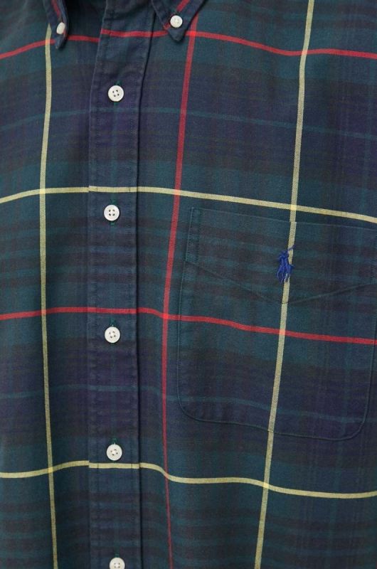 Бавовняна сорочка Polo Ralph Lauren чоловіча колір зелений relaxed комір button-down фото 2