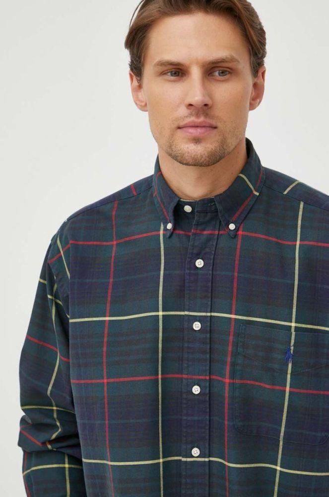 Бавовняна сорочка Polo Ralph Lauren чоловіча колір зелений relaxed комір button-down фото 5