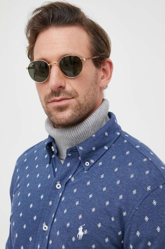 Бавовняна сорочка Polo Ralph Lauren чоловіча колір синій regular комір button-down (3590981) фото 5