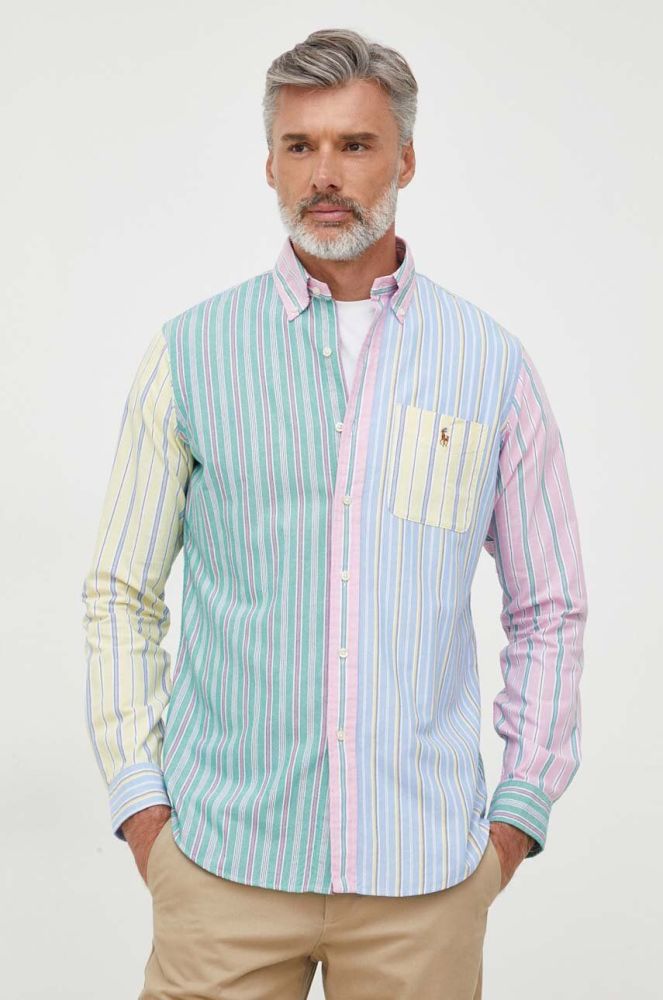 Бавовняна сорочка Polo Ralph Lauren чоловіча regular комір button-down колір барвистий (3617585)