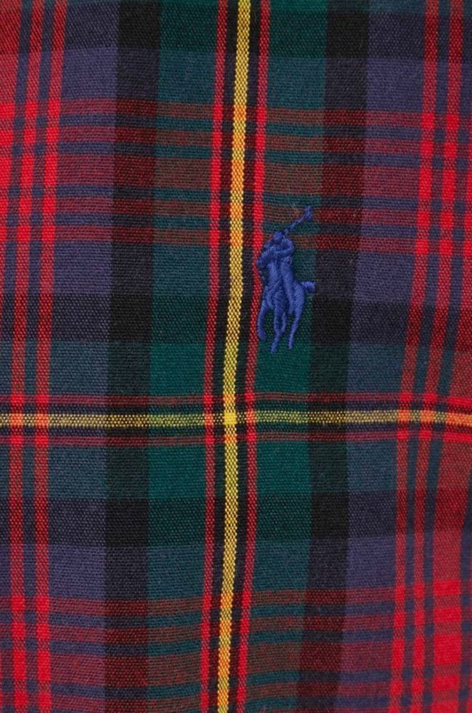 Бавовняна сорочка Polo Ralph Lauren чоловіча колір червоний regular комір button-down (3429294) фото 5