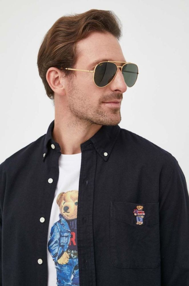 Бавовняна сорочка Polo Ralph Lauren чоловіча колір чорний regular комір button-down (3590986) фото 5