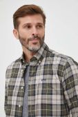 Бавовняна сорочка Barbour чоловіча колір зелений slim комір button-down (3496683)