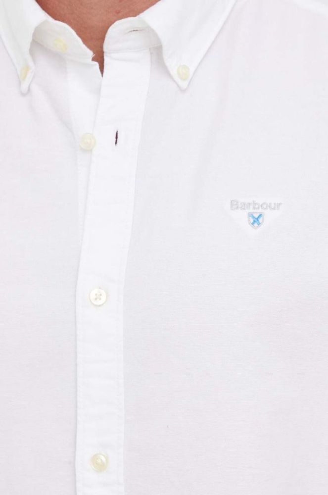 Бавовняна сорочка Barbour Oxtown чоловіча колір білий slim комір button-down фото 2