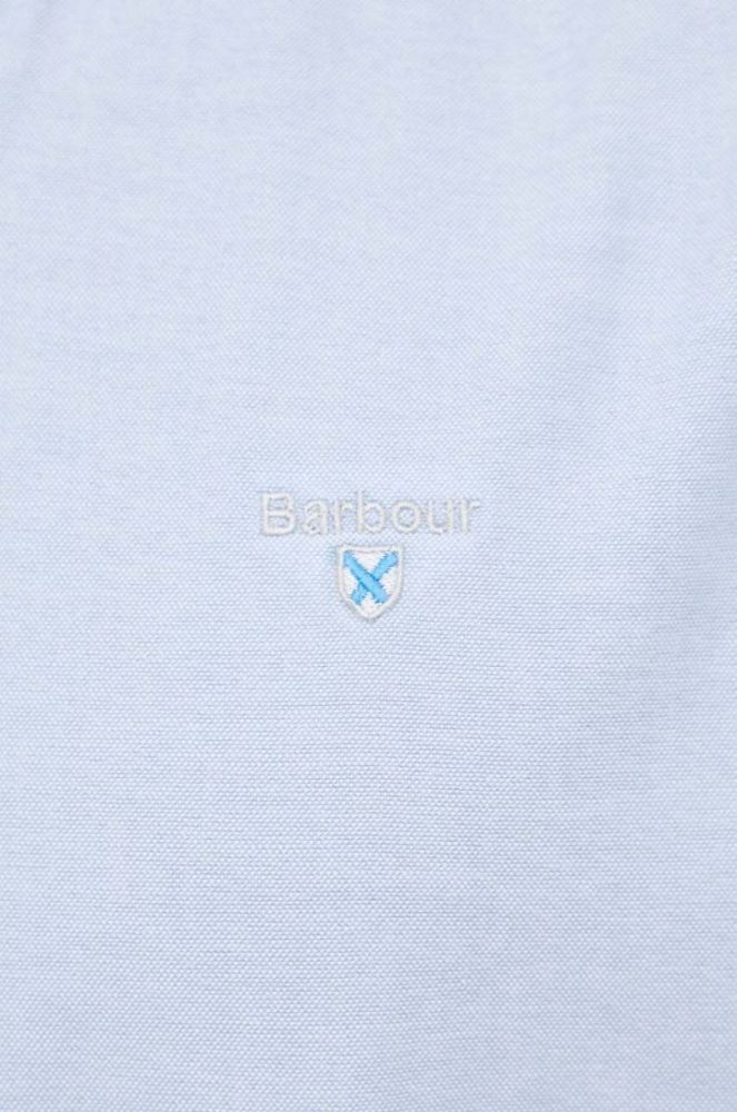 Бавовняна сорочка Barbour Oxtown чоловіча slim комір button-down колір блакитний фото 2
