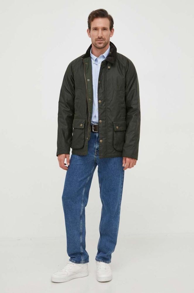 Бавовняна сорочка Barbour Oxtown чоловіча slim комір button-down колір блакитний фото 3