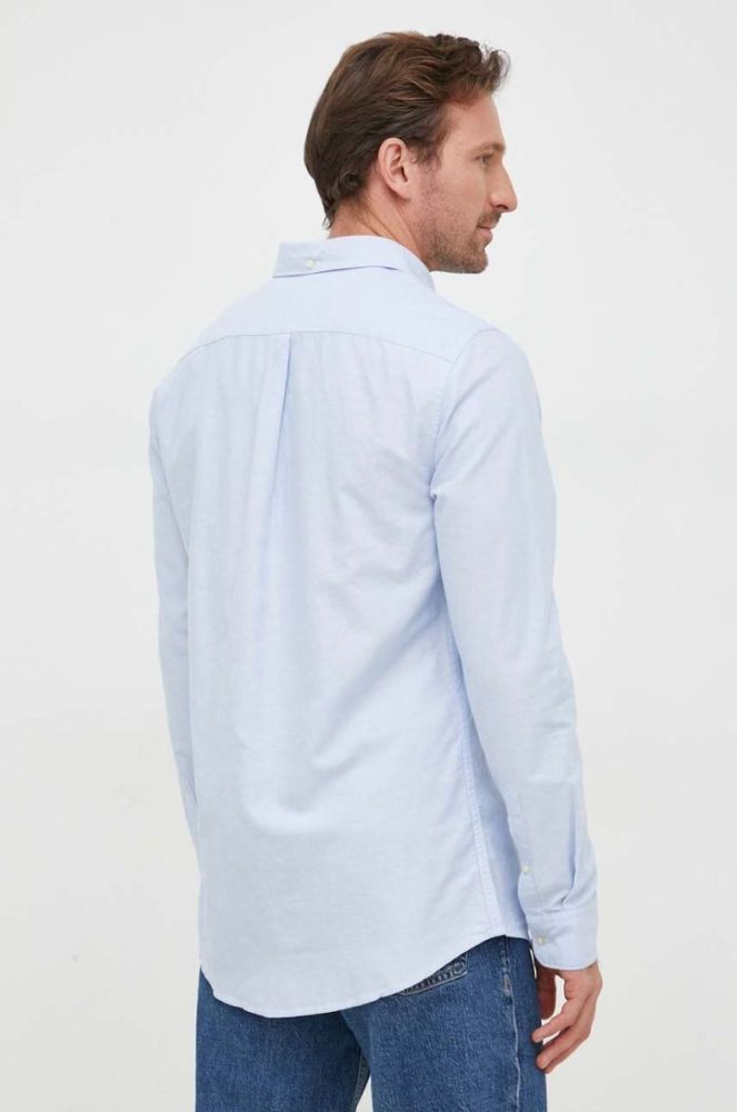 Бавовняна сорочка Barbour Oxtown чоловіча slim комір button-down колір блакитний фото 4
